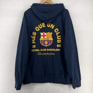 FC BARCELONA Hoodie Mens 2XL FCB MES QUE UN CLUB FUTBOL Sweatshirt Pullover Blue